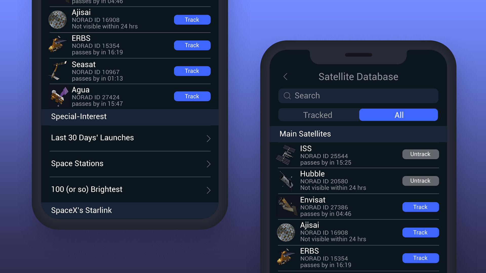 Satellite Tracker product feature 1