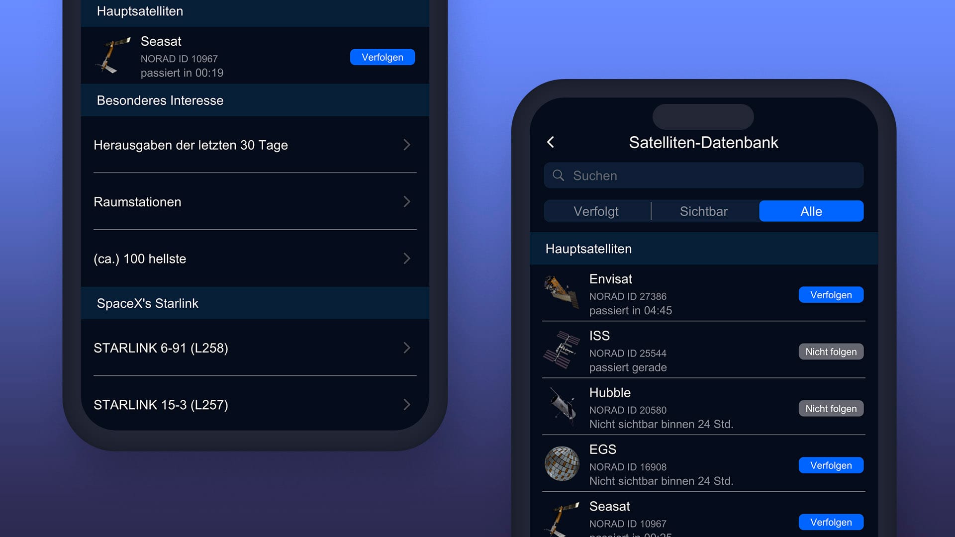Satellite Tracker product feature 1