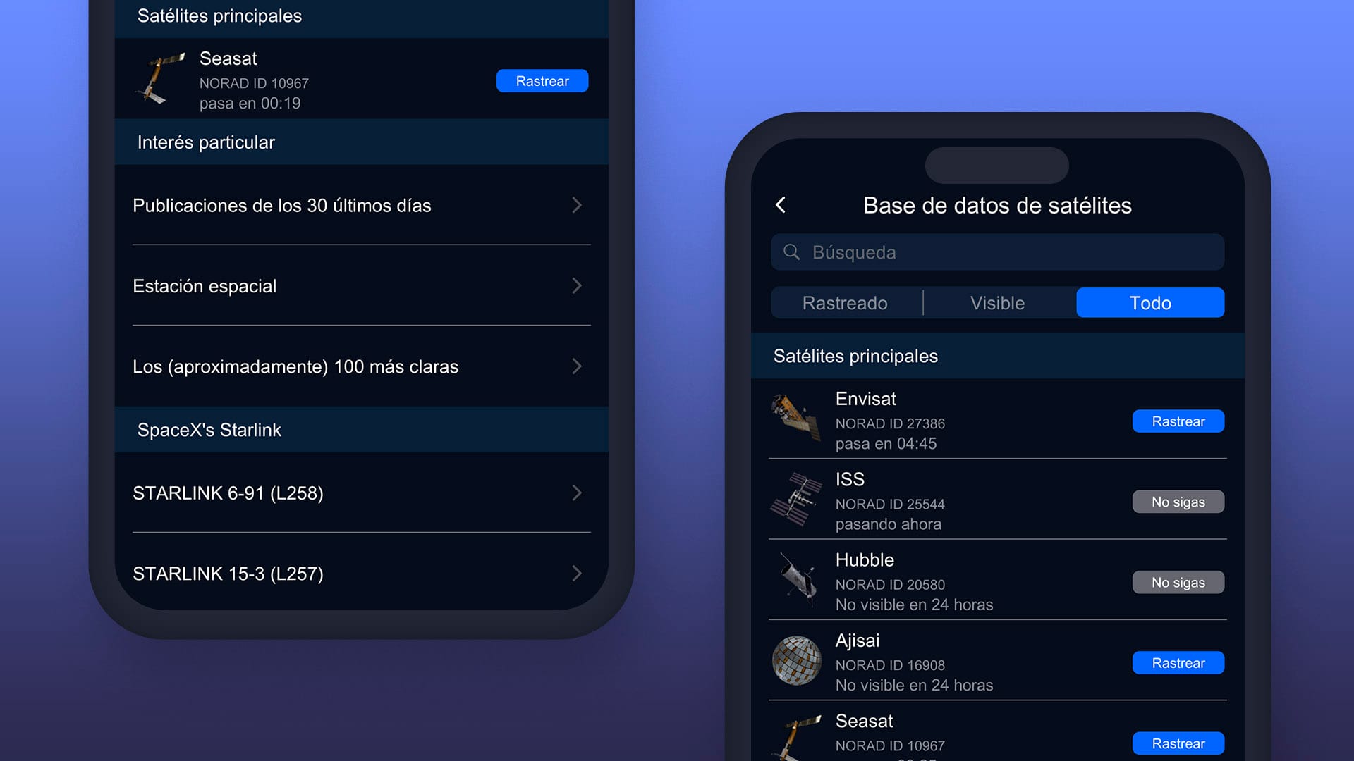 Satellite Tracker product feature 1